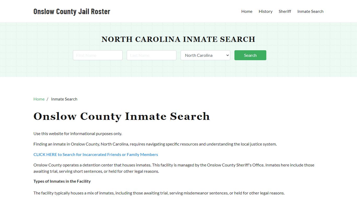 Onslow County, NC Detainee Lookup